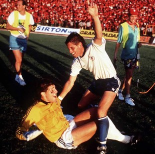 Celebrations after defeating T and T - 1990 WC qualification