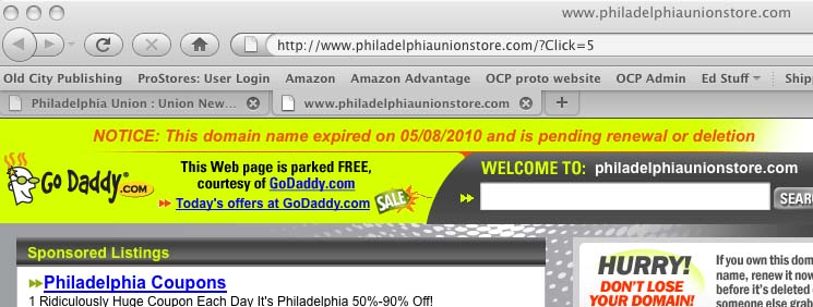 The domain name for the Union's online store has expired.