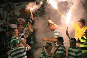 Yeah guys, you brought enough to smoke out the whole stadium. (Photo: Nicolae Stoian)