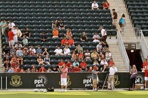 Fans and media at United practice