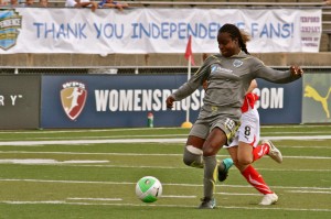 Danesha Adams with a shot in the second half