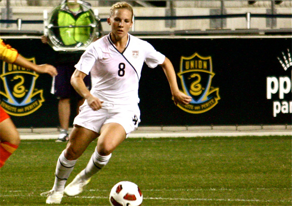 Amy Rodriguez, in a 2010 national team match at PPL Park