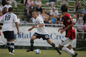 Richter with City Islanders on Saturday. Photo: Courtesy of Harrisburg City Islanders