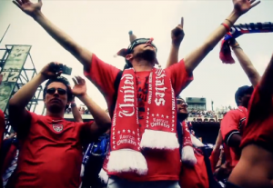 US fans celebrate in Laduma