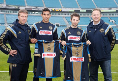 John Hackworth, Cristian Maidana, Vincent Nogueira, and Nick Sakiewicz before Wednesday's game in Jacksonville. Photo courtesy of the Philadelphia Union.