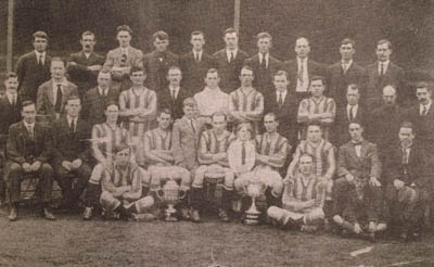 1922-23 Shamrock Rovers, Irish Free State winners. Future Celtics Dinny Doyle (seated on the ground, front left) and Bob Fullam (seated first row, third from left)