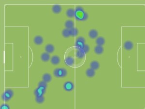 Barnetta interprets the attacking mid role differently from Maidana, staying central and trying to move the ball to possess rather than looking for the throughball.