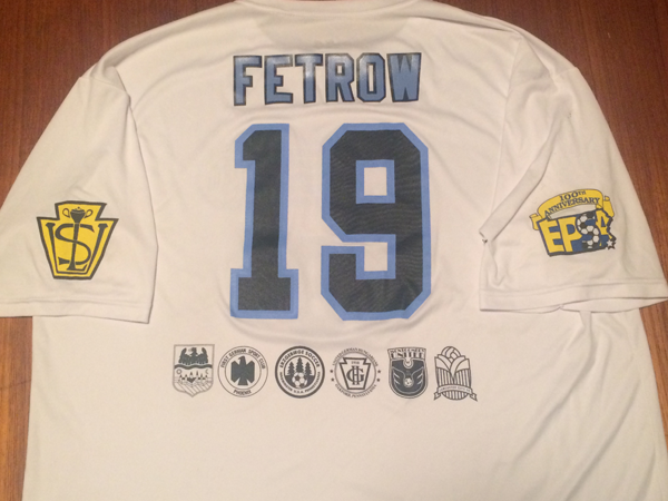 The jerseys worn by West Chester United players in the Werner Fricker Cup honored their fellow USLPA clubs. Photo: Blaise Santangelo.